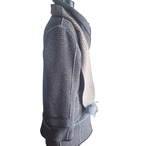 Vintage Epsilon Brown and Tan Button Up Wool Coat M - Picture 4 of 10